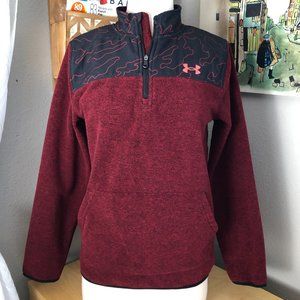 UNDER ARMOUR Thick Fleece Sweatshirt Boys size XL Red Black Cole Block